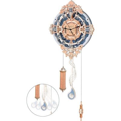 Elegant wall clock featuring a pendulum, intricate details, and modern style to enhance home decor. Perfect for living rooms, offices, or hallways, combining functionality with aesthetic appeal.