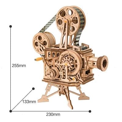 Highly detailed wooden mechanical camera toy, perfect for optical enthusiasts and collectors interested in engineering and vintage camera design.