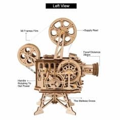 Detailed wooden mechanical watch model with gears and components.