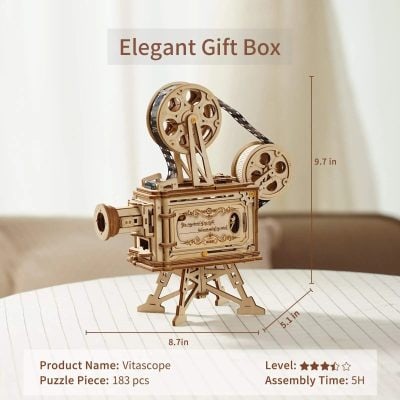Detailed wooden camera puzzle sculpture, perfect as a decorative piece or a thoughtful gift for photography and art enthusiasts. Made from high-quality wood with intricate craftsmanship.