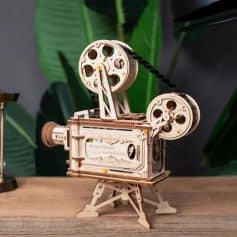 Beautifully crafted wooden vintage film camera model, perfect for decor or collection at Monalisa Store, showcasing artistic craftsmanship and nostalgic appeal.