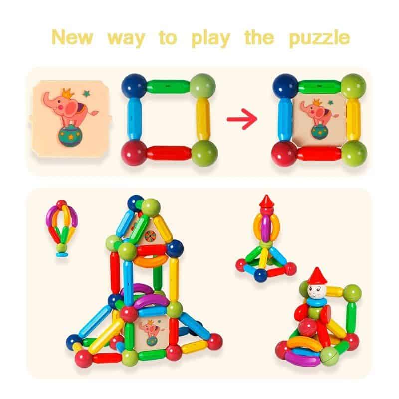 Vibrant and safe toy building blocks with bright colors perfect for creative learning and fine motor skills development. Includes various shapes and figures for hours of imaginative play.