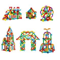 Vibrant magnetic construction toys for children to build towers, animals, and creative structures, enhancing motor skills and STEM learning. Perfect for imaginative play and educational development.