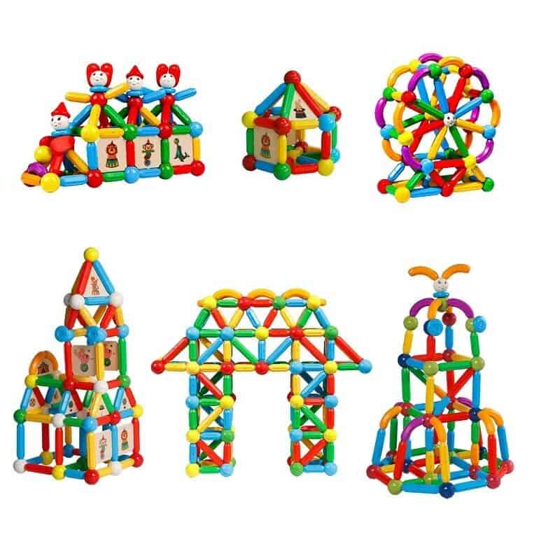 Vibrant magnetic construction toys for children to build towers, animals, and creative structures, enhancing motor skills and STEM learning. Perfect for imaginative play and educational development.