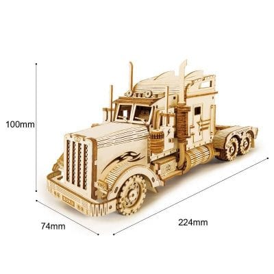 Detailed wooden truck model for DIY assembly, perfect for educational and decorative purposes, ideal for gift or collectors interested in automotive and vehicle miniatures.
