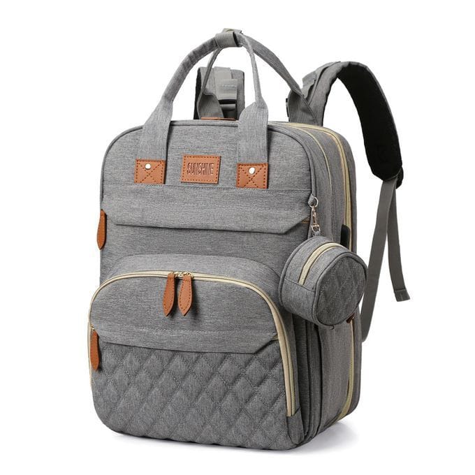 Stylish grey optician backpack with multiple compartments, ideal for storing glasses, lenses, and optical accessories. Durable design perfect for optometry professionals and eyewear enthusiasts.