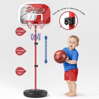 Adjustable kids basketball hoop for children and toddlers.