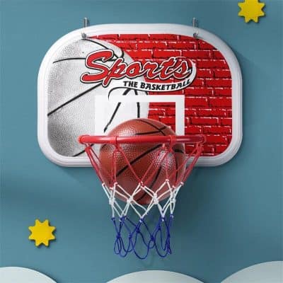 Basketball hoop with mini basketball featuring 