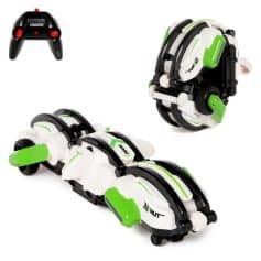 Remote control robot toy for kids, programmable and rechargeable with green and white design, perfect for STEM learning and fun play.
