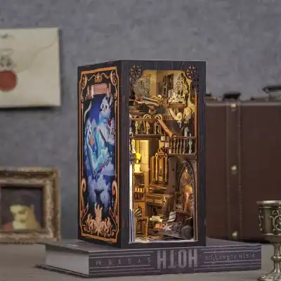 Detailed handcrafted miniature toy house featuring intricate design and internal lighting, perfect for collectors and as a unique home decor piece.
