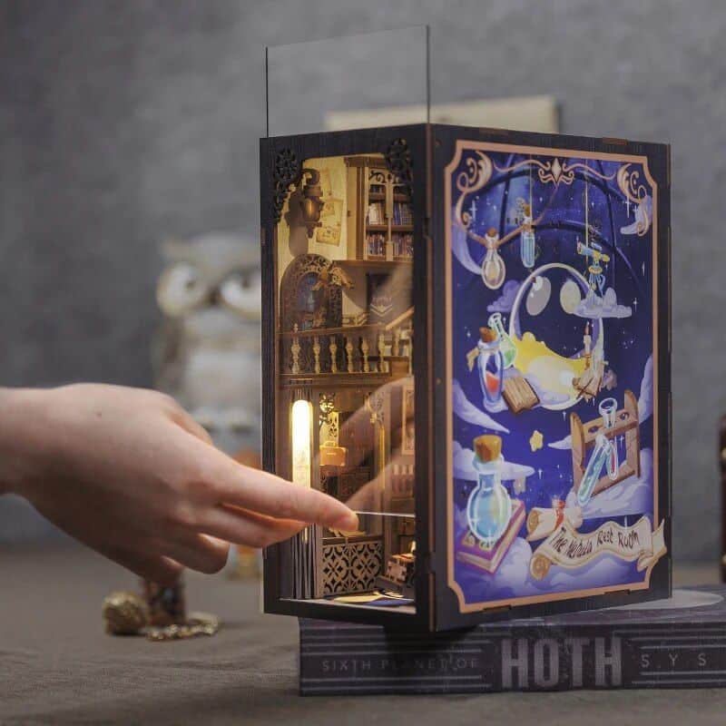 An intricate optical illusion box featuring whimsical, fantasy-inspired scenes that evoke wonder and curiosity. Perfect for collectors and lovers of magical, artful optical illusions and decorative decor.