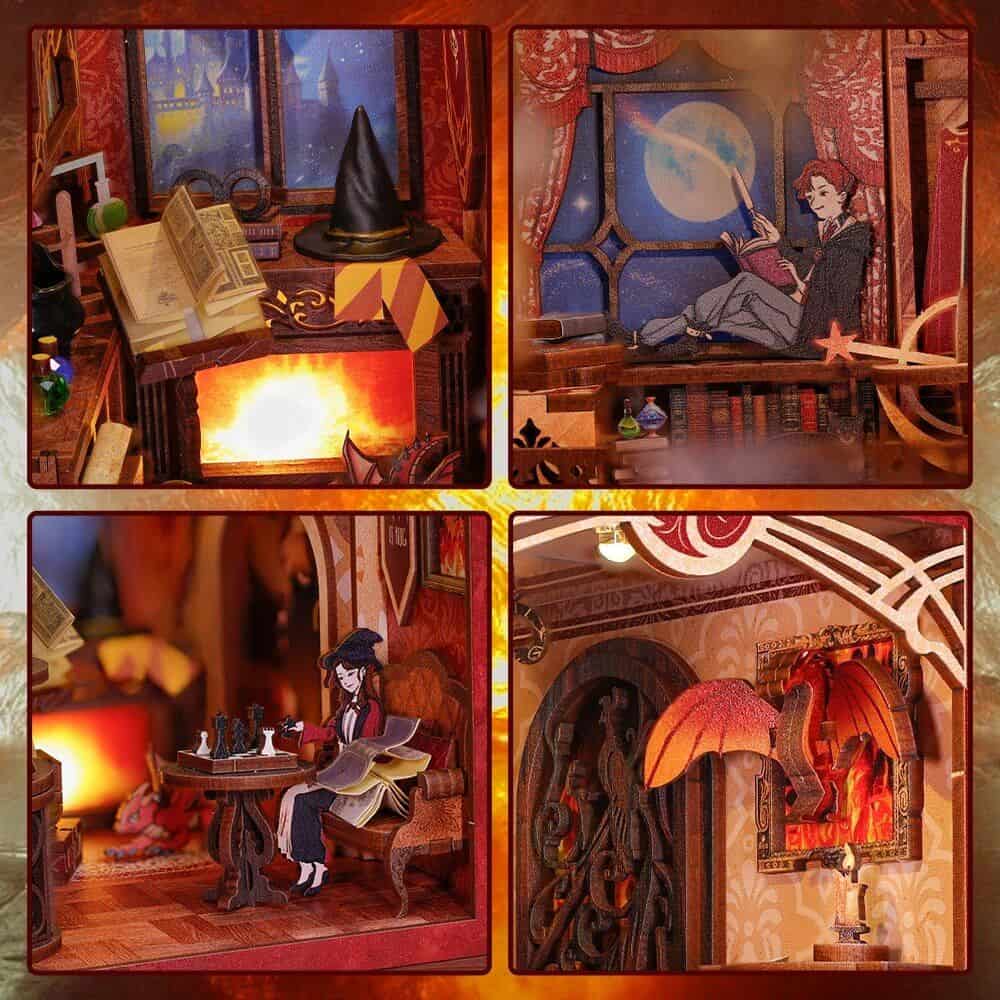 Enchanting magical wizard shop with spellbooks and potions for sale. Perfect for wizard lovers and fantasy enthusiasts seeking unique magic-themed decor.