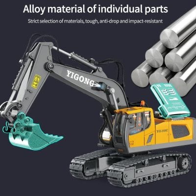 Heavy-duty construction excavator with durable alloy parts, ideal for industrial use, featuring impact-resistant materials.