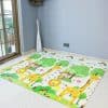 Bright, playful baby play mat featuring cartoon lions, giraffes, and trees, ideal for children's playrooms that promotes fun and activity.