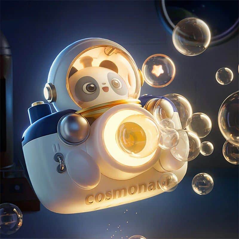 Adorable panda astronaut night light with cosmic design, ideal for children's bedroom decor and creating a soothing space-themed ambiance for relaxation.