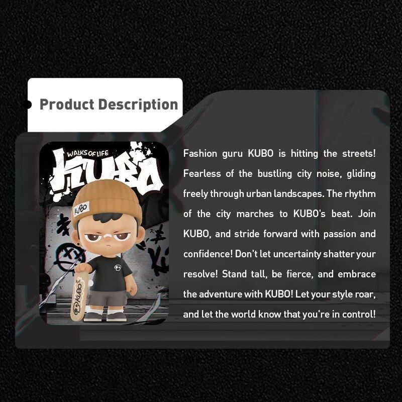 Dark-themed fashion doll with skateboard, urban streetwear style for kids and collectors.