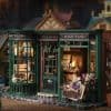 Detailed image of a miniature magic wand shop with vibrant, themed storefronts perfect for magic enthusiasts and collectors.