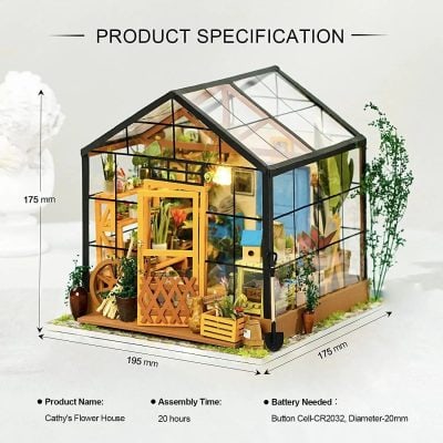 Miniature glass greenhouse model with detailed plant arrangement, ideal for plant lovers and gardening enthusiasts seeking decorative and functional mini garden solutions.