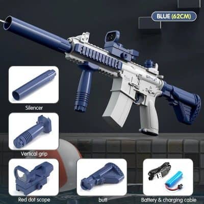 Child-safe laser gun toy with sound effects, LED lights, and rechargeable battery. Perfect for boys' gift, outdoor play, and kids' adventure fun. Durable and easy to use.