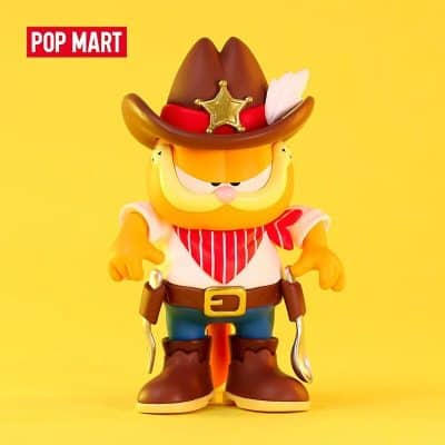 Colorful Cowboy Garfield toy with sheriff hat, red bandana, and cowboy boots, perfect for comic and character figurine collections.