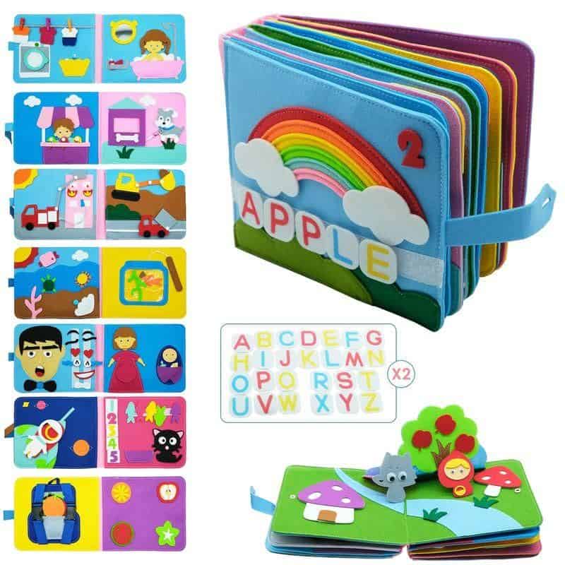 Bright educational kids' activity book set for early learning, alphabet, and object recognition, perfect for children’s education and development.