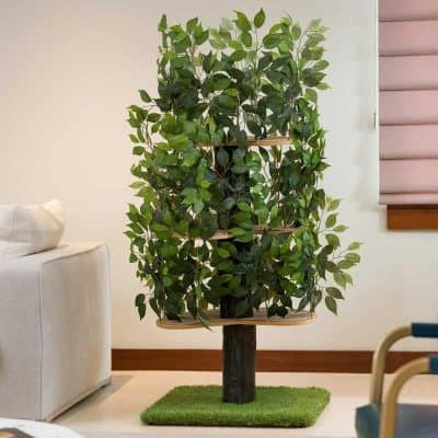 Indoor decorative artificial tree with lush green leaves, perfect for home or office décor to enhance aesthetic appeal.