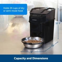 High-resolution image of PetSafe automatic pet feeder showing food bowl and digital controls.