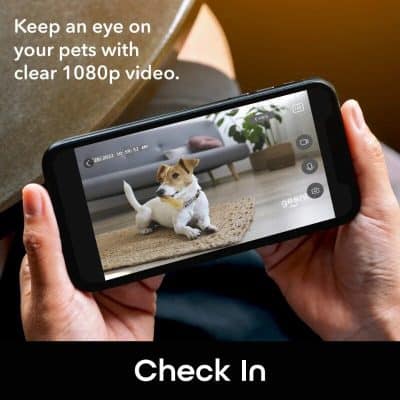 Wireless pet camera for home monitoring and vet safety.