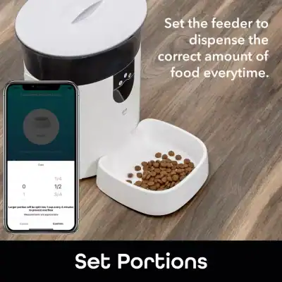 Wireless pet feeder with app control for accurate food portions and scheduling. Perfect for pet owners ensuring proper feeding habits and convenience.
