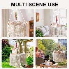 Versatile cat swing for indoor and outdoor use, perfect for keeping your feline entertained, relaxing, and enjoying fresh air with a cozy hammock design.