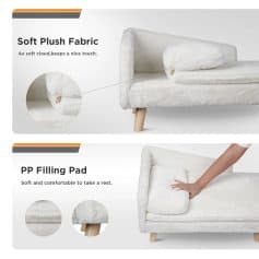 Soft plush fabric sofa with comfortable filling, perfect for eye care clinics and optometry offices.