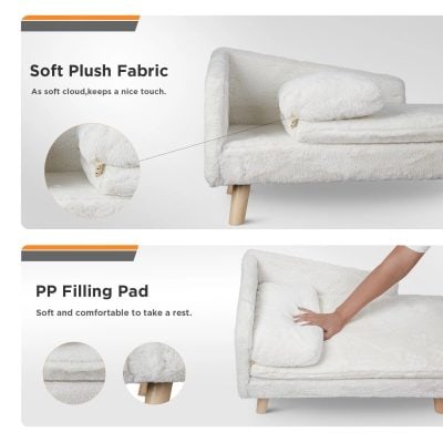 Soft plush fabric sofa with comfortable filling, perfect for eye care clinics and optometry offices.