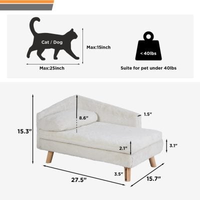 Colorful pet furniture for small cats and dogs, comfortable size with dimensions suitable for pets under 40 lbs. Perfect for cozy resting spots at home.