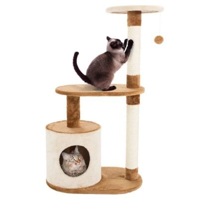 Cat scratching post and activity tower for cats of all ages, perfect for keeping cats entertained and active.