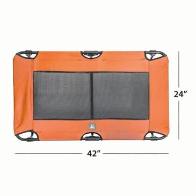 Durable and portable pet bed with waterproof material, perfect for travel and outdoor use, measuring 42x24 inches for ample space.