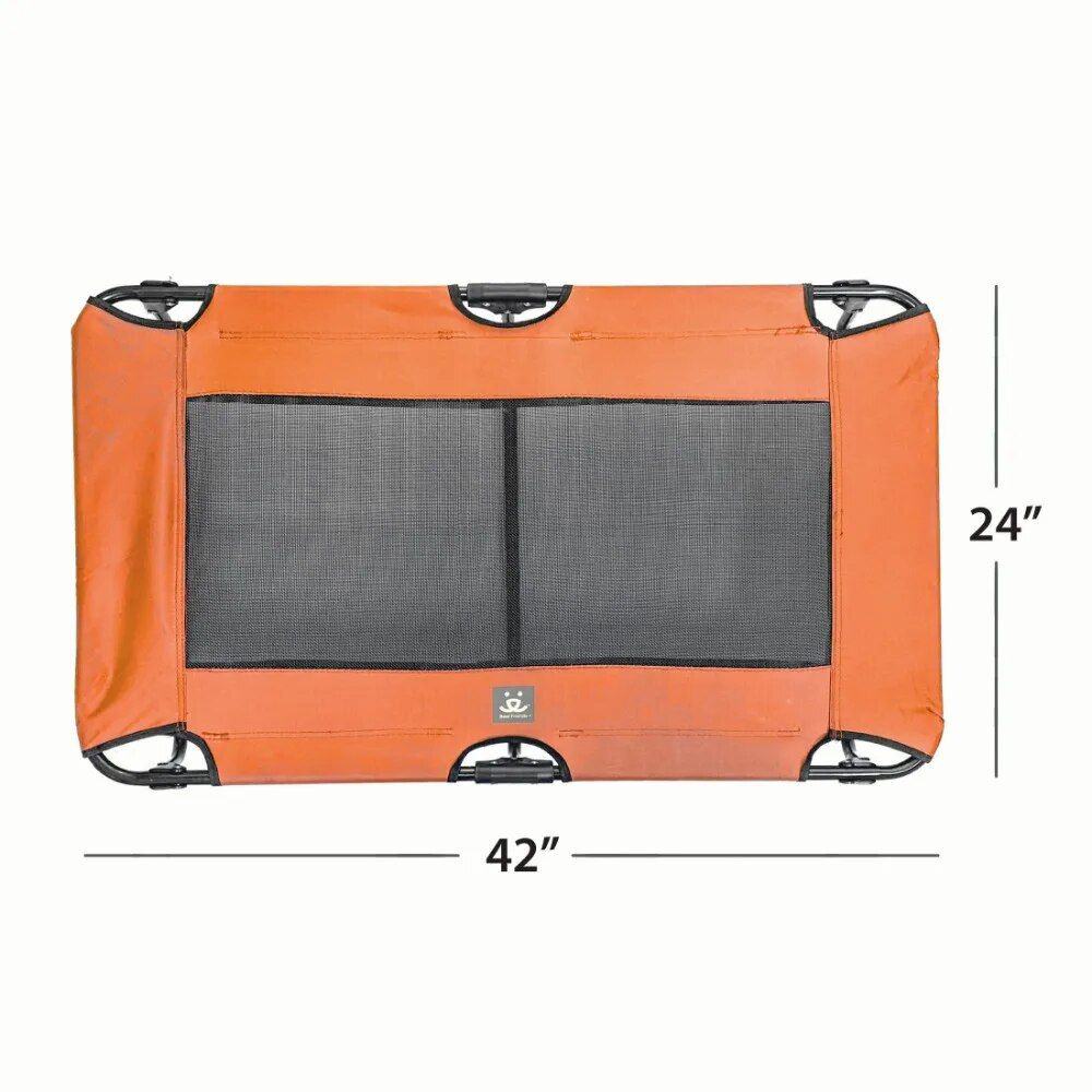 Durable and portable pet bed with waterproof material, perfect for travel and outdoor use, measuring 42x24 inches for ample space.