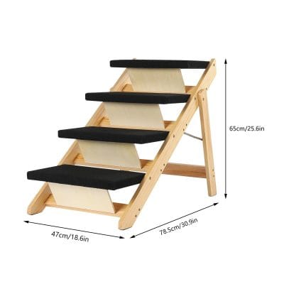 Portable wooden step ladder with foam padded treads, ideal for optometry clinics, medical offices, and healthcare facilities. Lightweight, sturdy, and safe.