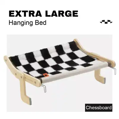 Stylish black and white checkered hanging bed for relaxation and comfort, perfect for indoor or outdoor use, durable design, ideal for modern home decor and versatile comfort solutions.
