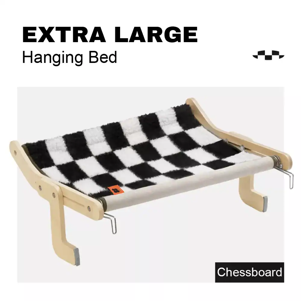 Stylish black and white checkered hanging bed for relaxation and comfort, perfect for indoor or outdoor use, durable design, ideal for modern home decor and versatile comfort solutions.