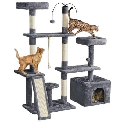 Cat tree, multi-level cat tower, climbing cat playground, pet furniture, modern cat condo, pet playhouse, scratcher, cozy hideaway, durable cat furniture, playful cat structure.