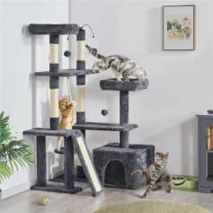 High-quality multi-level cat tree with scratching posts, cozy hideouts, and fun toys for cats to relax and play. Perfect for enhancing your pet’s environment and providing exercise space.