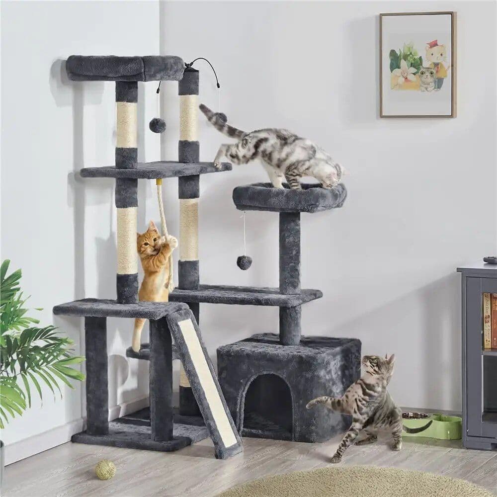 High-quality multi-level cat tree with scratching posts, cozy hideouts, and fun toys for cats to relax and play. Perfect for enhancing your pet’s environment and providing exercise space.