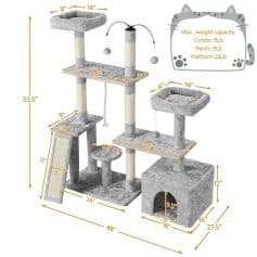 Durable, multi-level cat tree with sisal scratching posts, cozy perches, and a enclosed cubby for cats to relax and play. Perfect for pet owners seeking top-quality cat furniture.