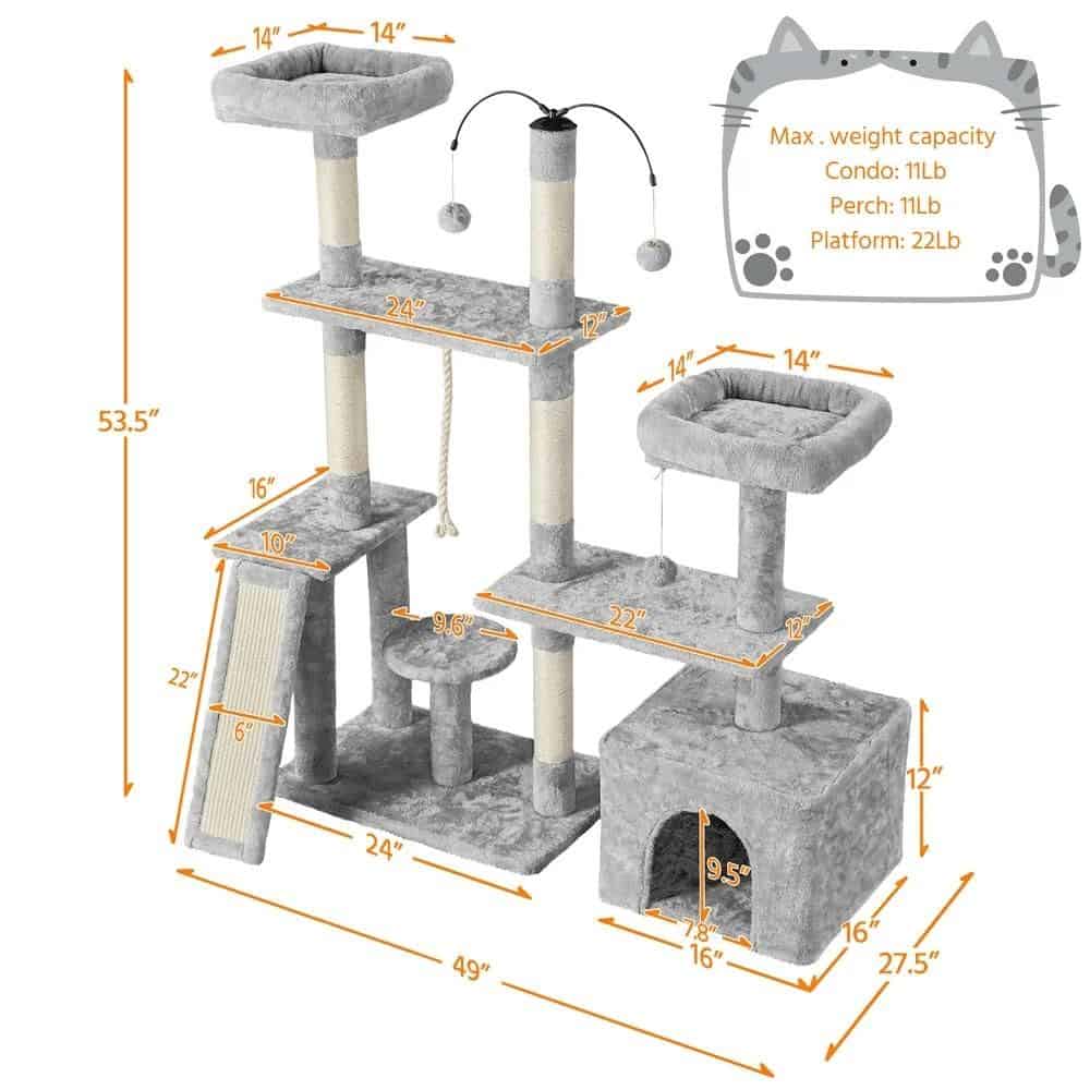 Durable, multi-level cat tree with sisal scratching posts, cozy perches, and a enclosed cubby for cats to relax and play. Perfect for pet owners seeking top-quality cat furniture.