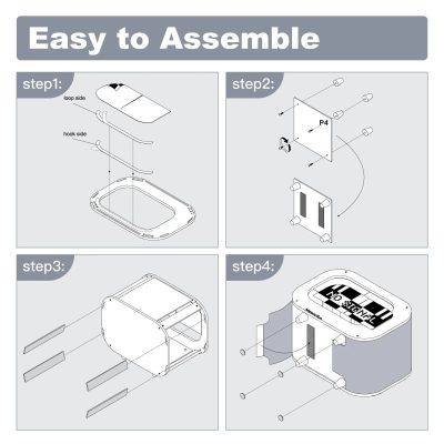 Optometry equipment assembly guide showing step-by-step instructions for easy setup and installation.