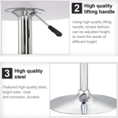 High-quality steel adjustable lift handle for ergonomic comfort and durable support, suitable for salon or medical clinic furniture.