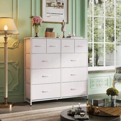 Bright white opt jewelry storage cabinet with multiple drawers, stylish minimalist design for organizing jewelry and accessories. Perfect for modern bedrooms and dressing areas.