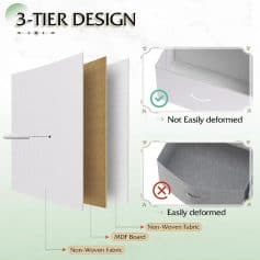 High-quality opt storage box with 3-tier design, resistant to deformation, made of non-woven fabric and MDF board, ideal for clinics and pharmacies.
