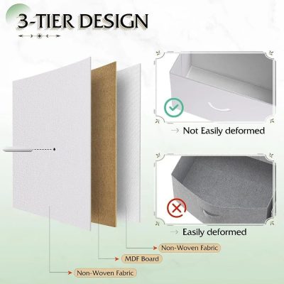 High-quality opt storage box with 3-tier design, resistant to deformation, made of non-woven fabric and MDF board, ideal for clinics and pharmacies.
