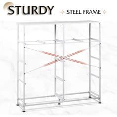 Durable steel frame best for storage and organization, ideal for home or retail settings, offering strength and stability for various weight loads.
